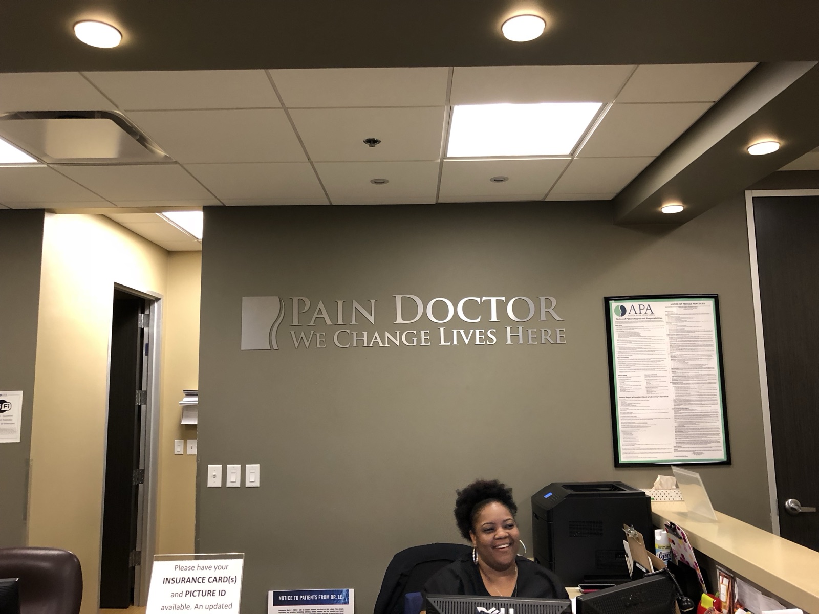 Interior dimensional wall letters above a reception desk, installed by E&A Signs
